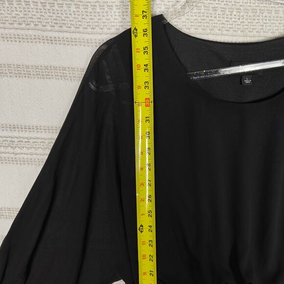 MSK Black Long Sleeve Sheer Slouchy Mini Dress Size L NEW - Picture 4 of 8